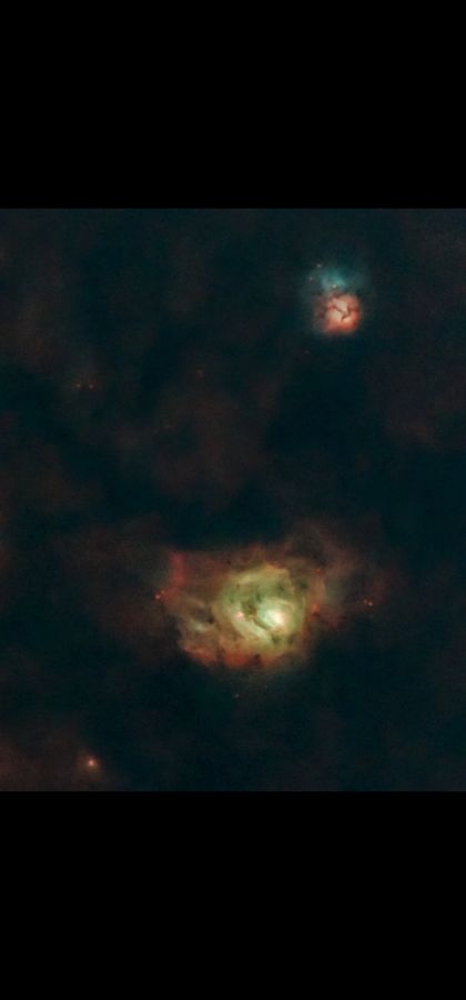 The Lagoon and Trifid nebulae in Sagittarius