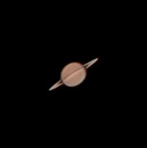 Saturn with its rings nearly edge-on